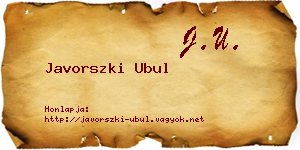 Javorszki Ubul névjegykártya